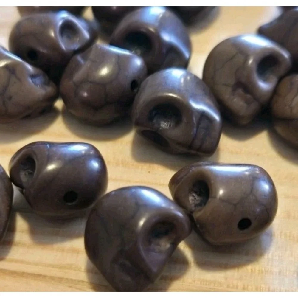 Assorted Skull Gothic Day of the Dead Stone Beads Lot of 258 Various Sizes